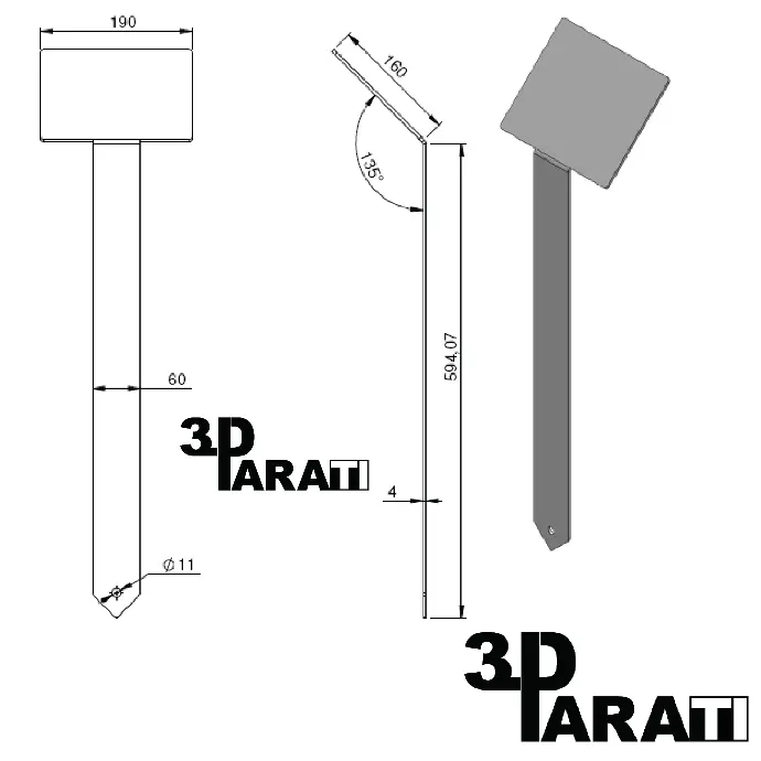 Naamplaathouder Cortenstaal 190mm x 160mm x 4mm