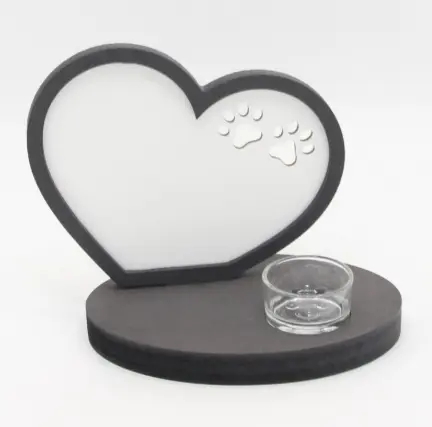 Photo stand heart/feet with candle holder