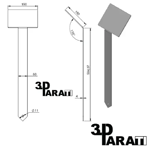 [NPHOCS-190-160-004] Nameplate holder Corten steel 190mm x 160mm x 4mm